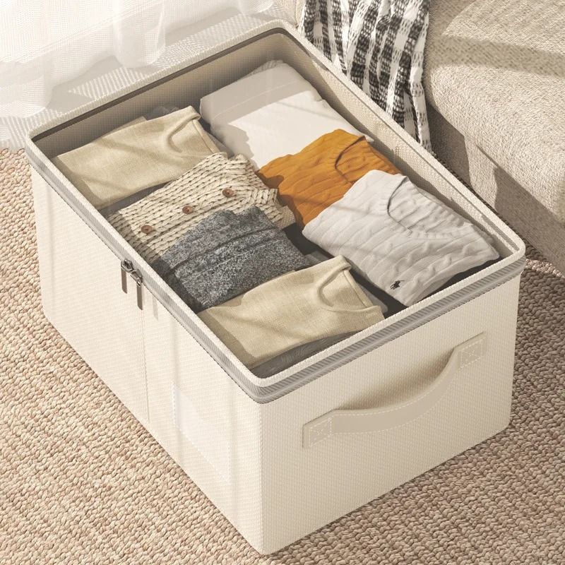 Large Capacity Clothing Storage Box With Lid Foldable Wardrobe Organizer 6