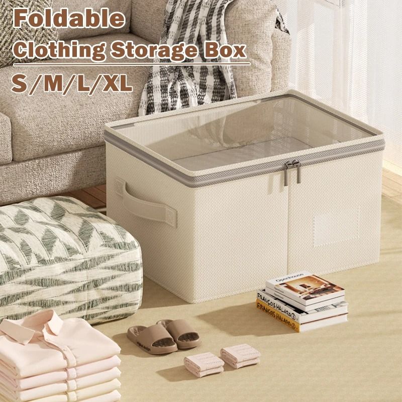 Large Capacity Clothing Storage Box With Lid Foldable Wardrobe Organizer 8