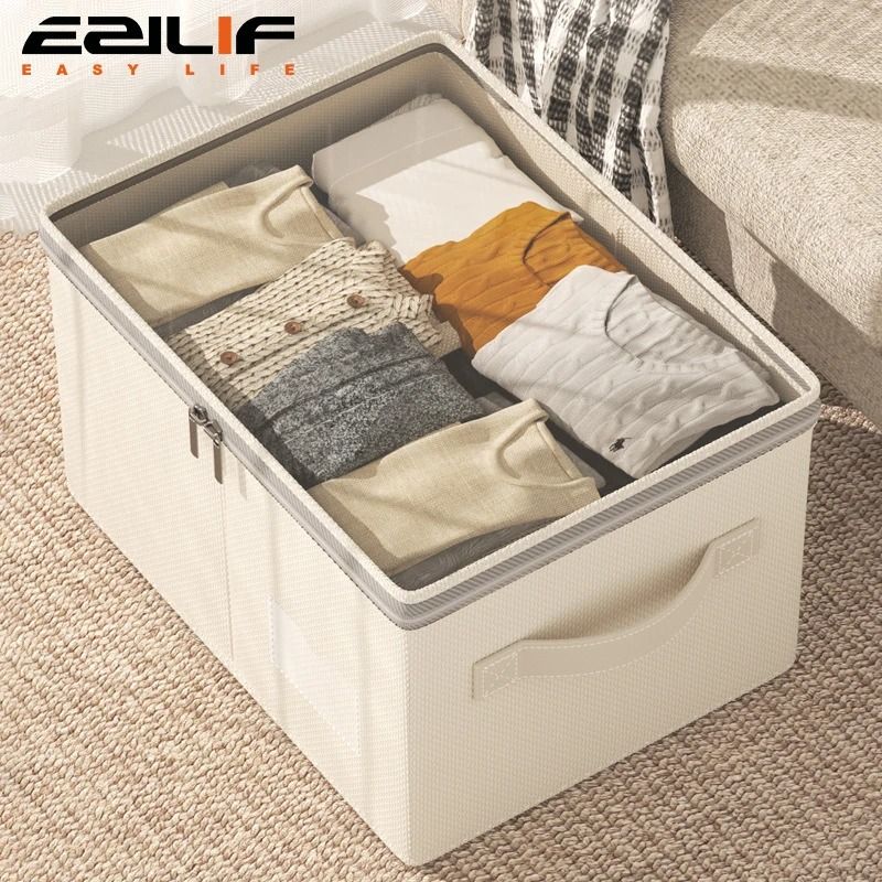 Large Capacity Clothing Storage Box With Lid Foldable Wardrobe Organizer 9