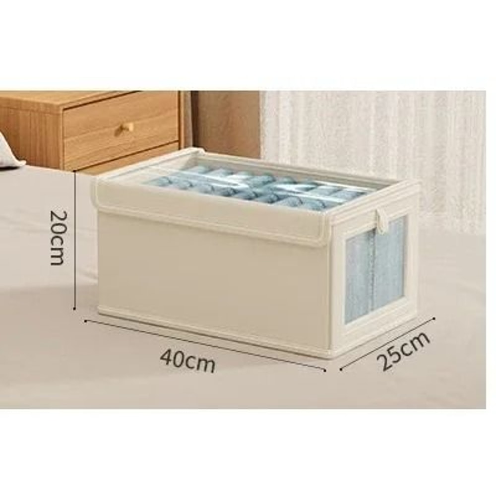 Large Foldable Canvas Storage Box With Clear Window For Closet Organization 6