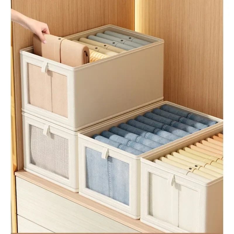 Large Foldable Canvas Storage Box With Clear Window For Closet Organization 8
