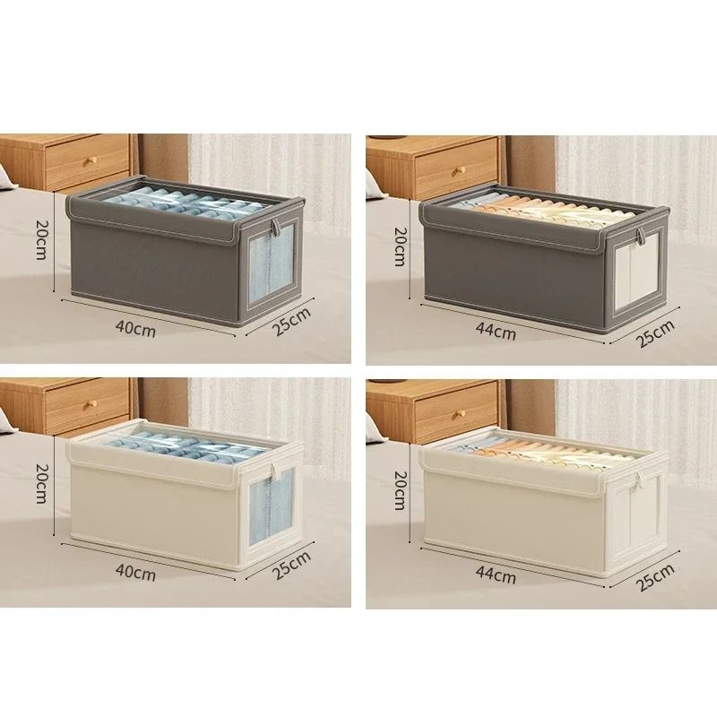 Large Foldable Canvas Storage Box With Clear Window For Closet Organization 9