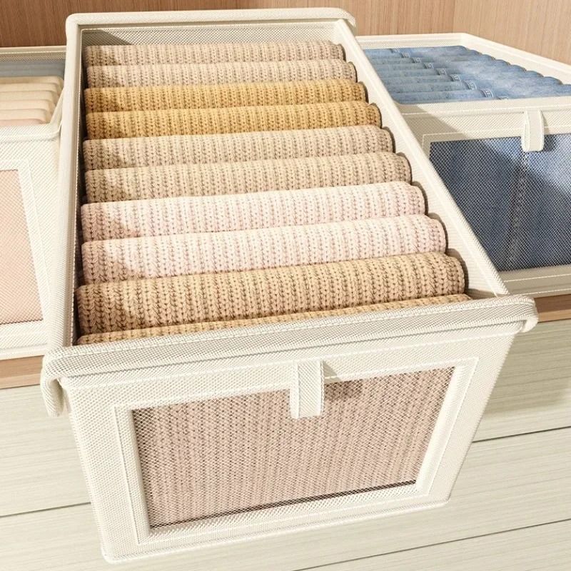 Large Foldable Canvas Storage Box With Clear Window For Closet Organization 11