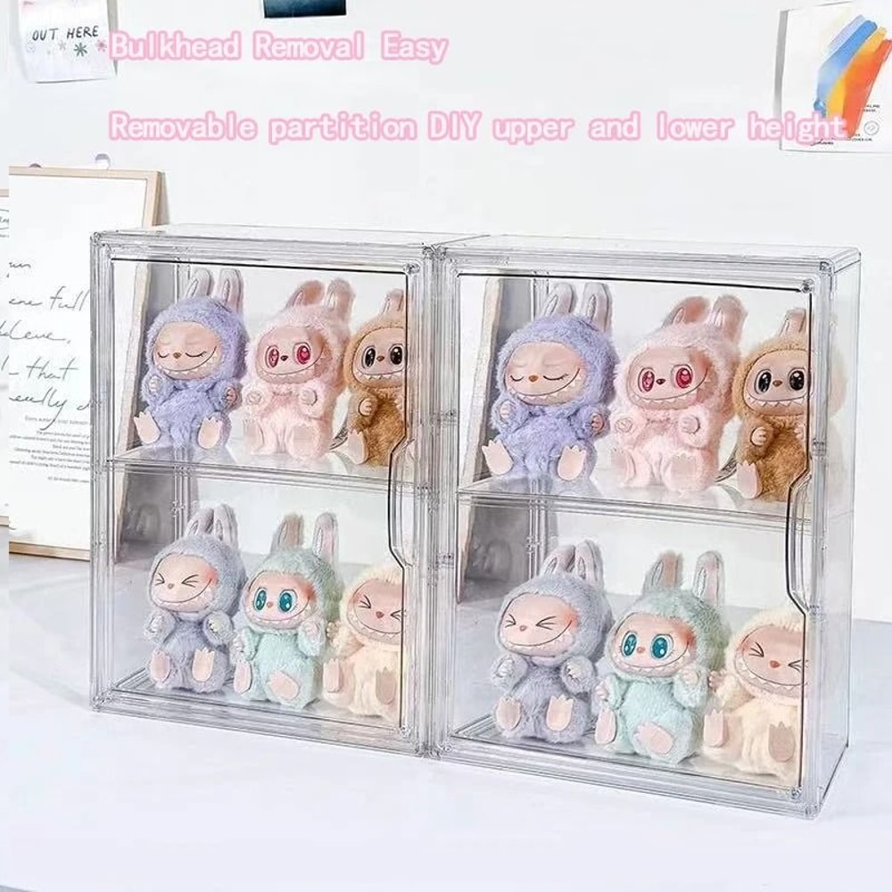 Transparent Acrylic Display Box For Labubu Dustproof Figure Organizer 7