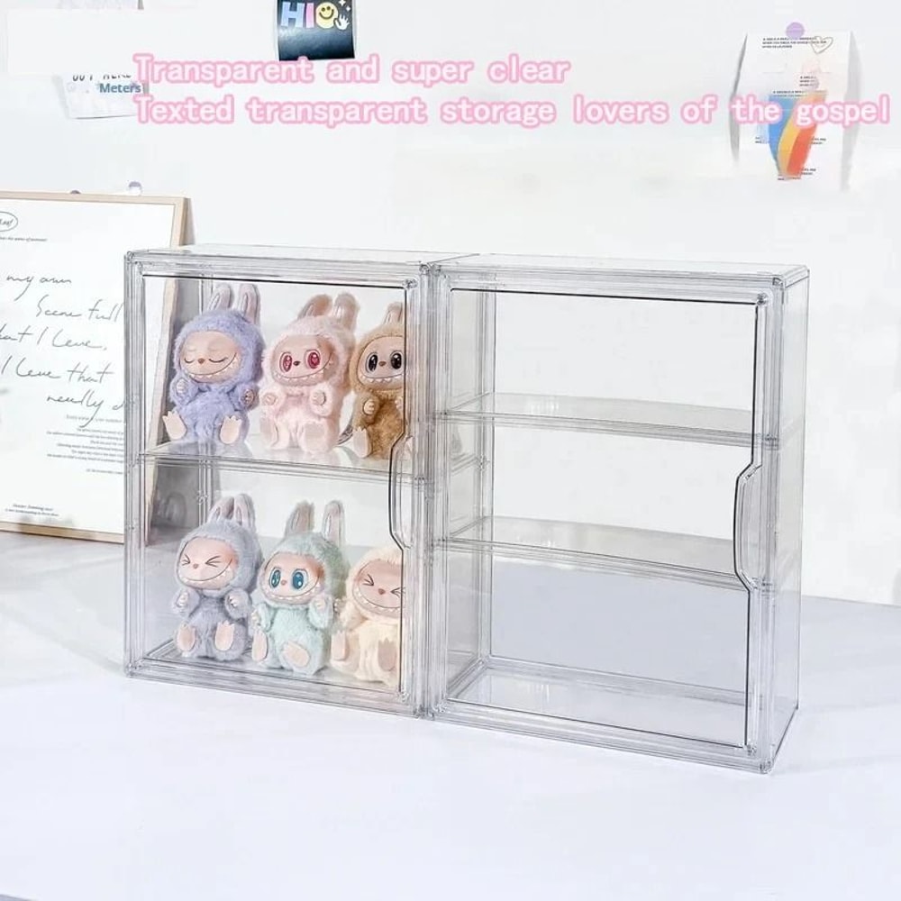 Transparent Acrylic Display Box For Labubu Dustproof Figure Organizer 9