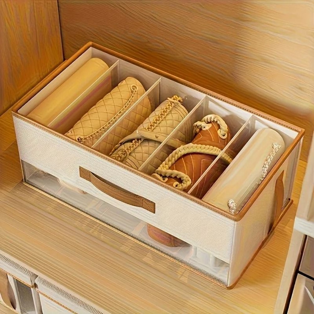 Large Capacity Handbag Organizer Box With Dividers Open Top Wardrobe Storage 1