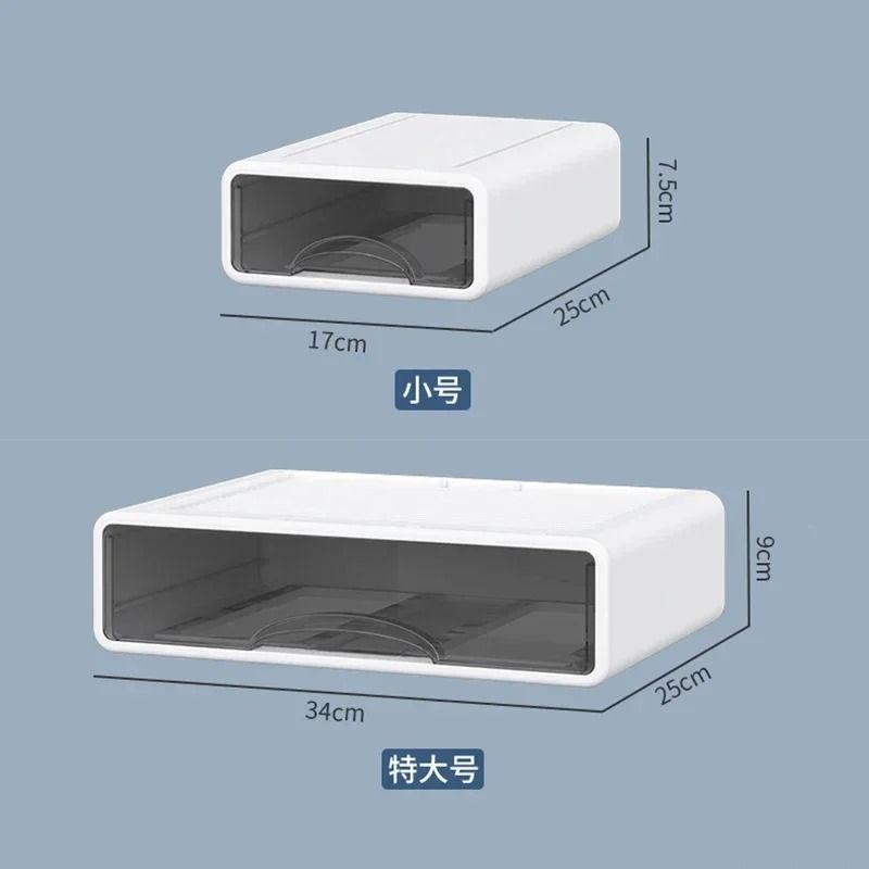 Stackable Plastic Desktop Organizer Drawer Dustproof Storage Box 3