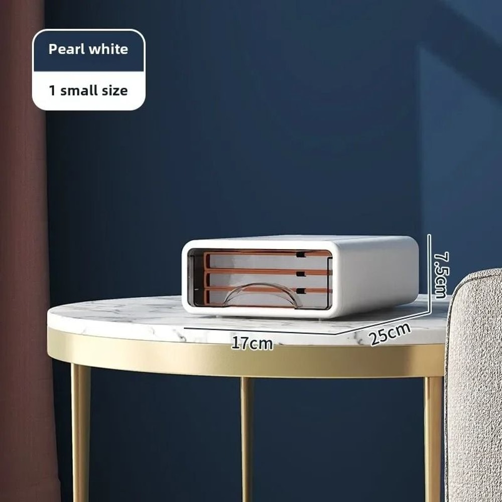 Stackable Plastic Desktop Organizer Drawer Dustproof Storage Box 1