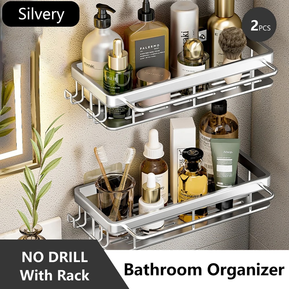Stainless Steel Bathroom Storage Rack With Suction Cup Anti Rust Shower Shelf 15
