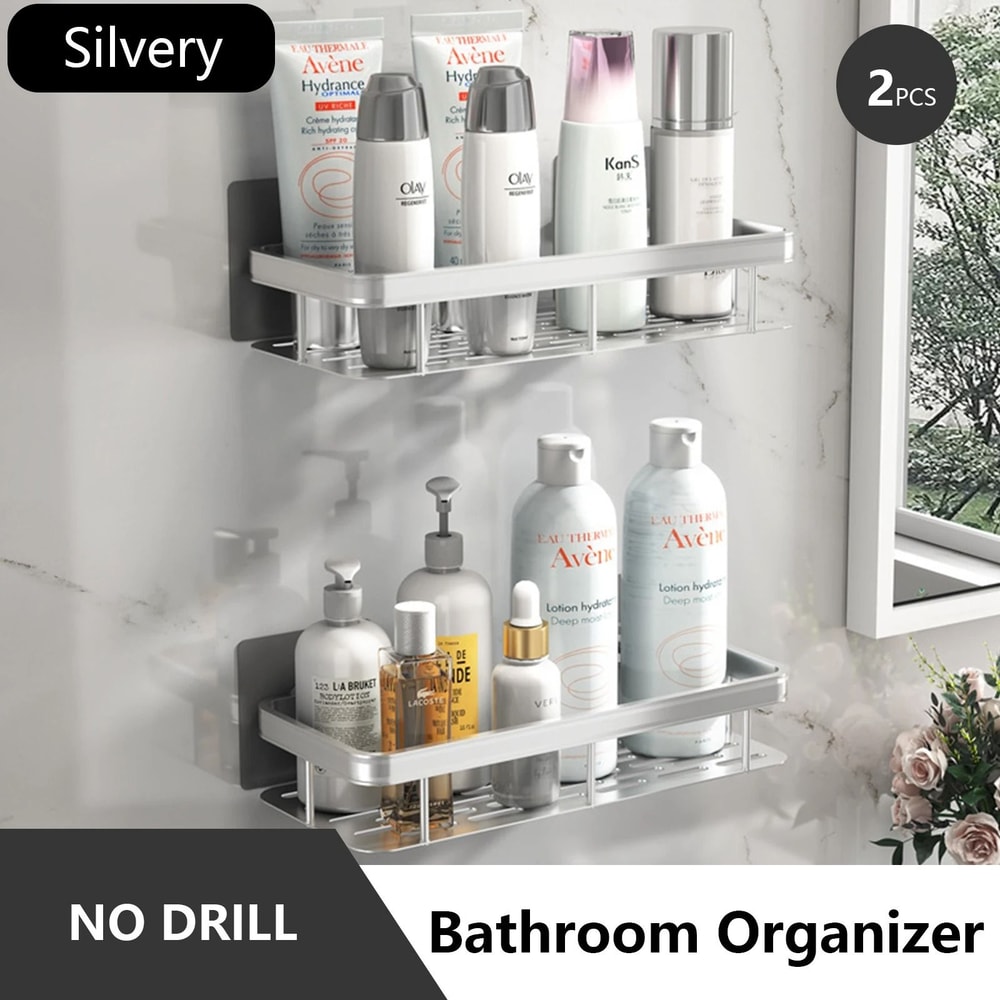 Stainless Steel Bathroom Storage Rack With Suction Cup Anti Rust Shower Shelf 14