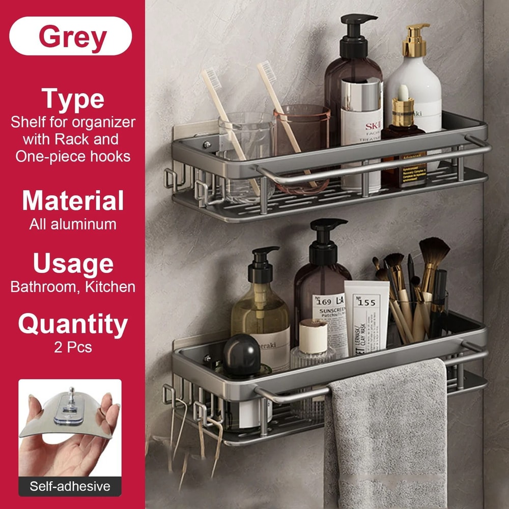 Stainless Steel Bathroom Storage Rack With Suction Cup Anti Rust Shower Shelf 6