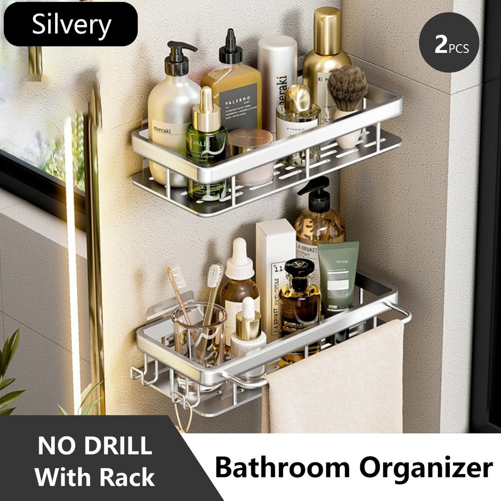 Stainless Steel Bathroom Storage Rack With Suction Cup Anti Rust Shower Shelf 13