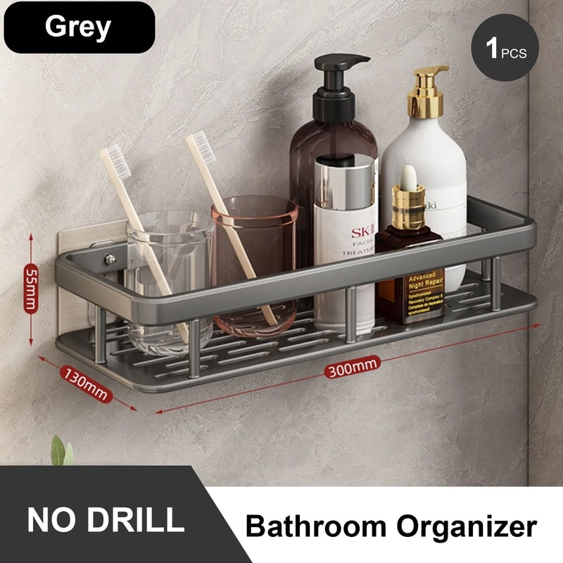 Stainless Steel Bathroom Storage Rack With Suction Cup Anti Rust Shower Shelf 8