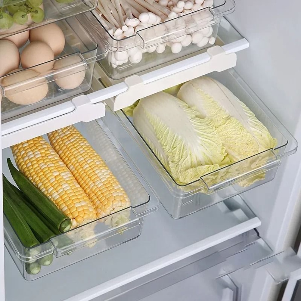 Sliding Refrigerator Drawer Food Storage Box Shelf Organizer 6