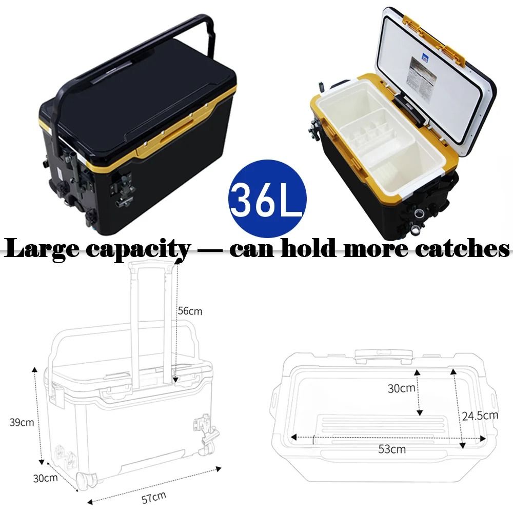 36L Multifunctional Fishing Tackle Box With Wheels And Liftable Legs 10
