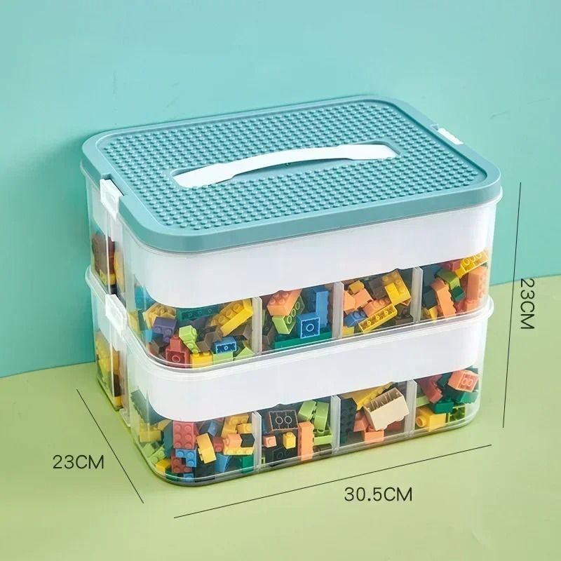 Stackable Transparent Building Block Storage Box Dustproof Toy Organizer 3