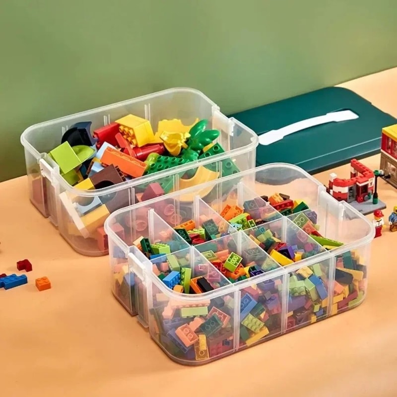 Stackable Transparent Building Block Storage Box Dustproof Toy Organizer 9