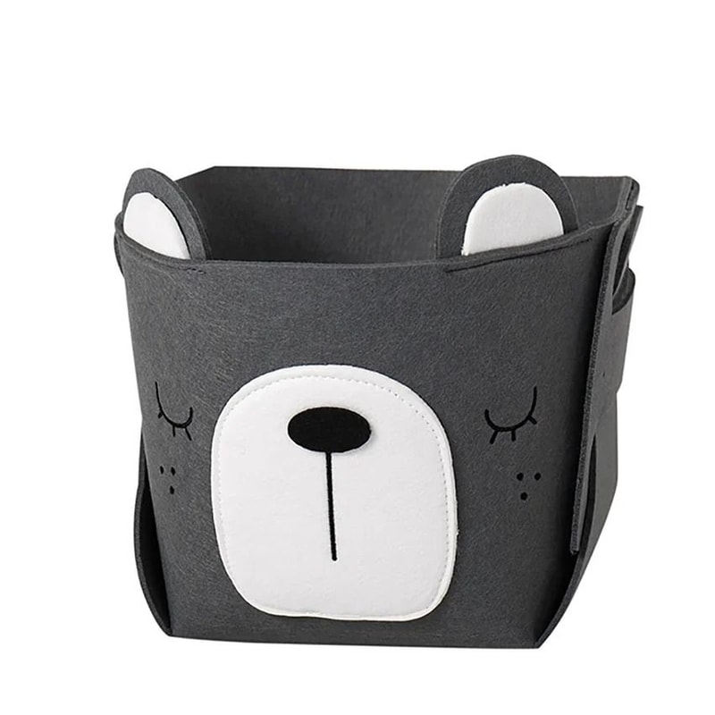 Cute Cartoon Animal Felt Fabric Foldable Storage Basket For Nursery Toys 2
