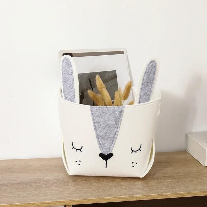 Cute Cartoon Animal Felt Fabric Foldable Storage Basket For Nursery Toys 8