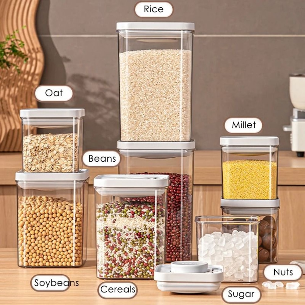 BPA Free Airtight Pantry Storage Containers Stackable Food Canisters 0