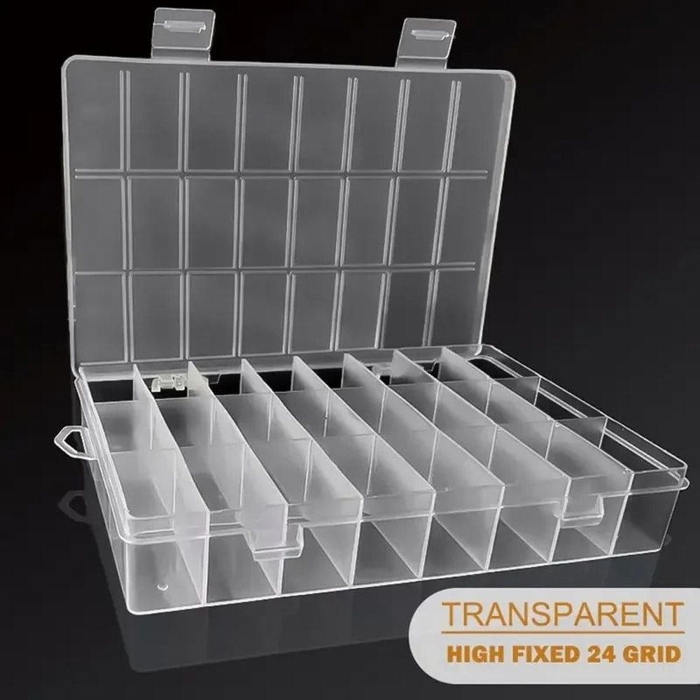 24 Grid Compartment Plastic Storage Box Organizer For Jewelry And Beads 1