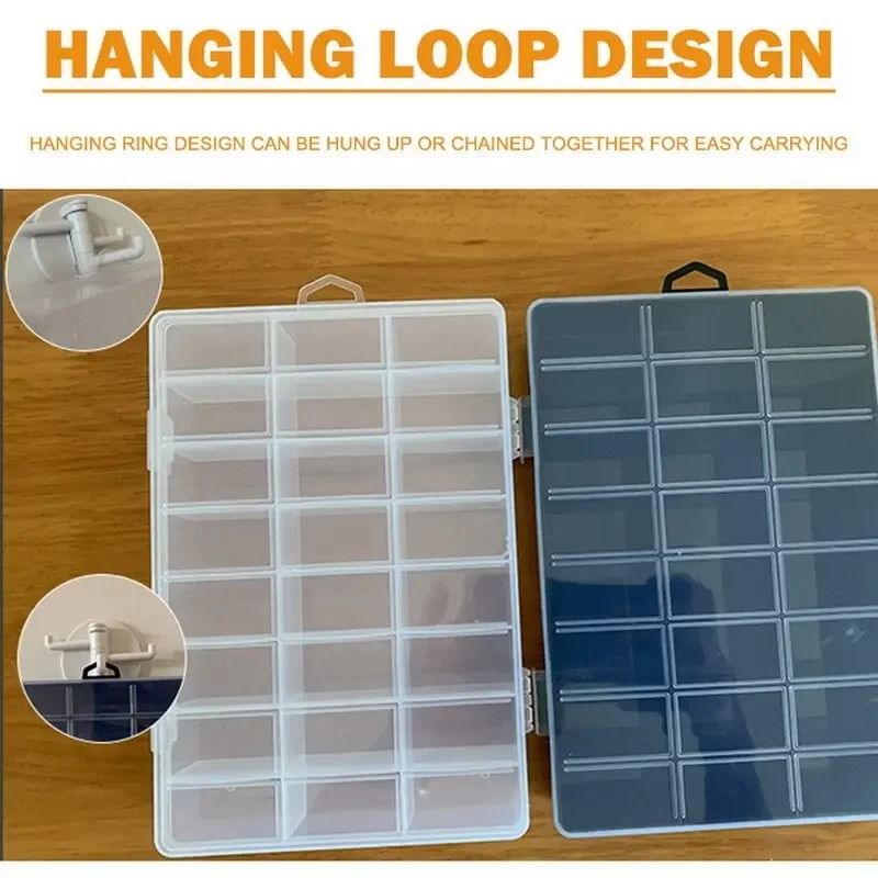 24 Grid Compartment Plastic Storage Box Organizer For Jewelry And Beads 12