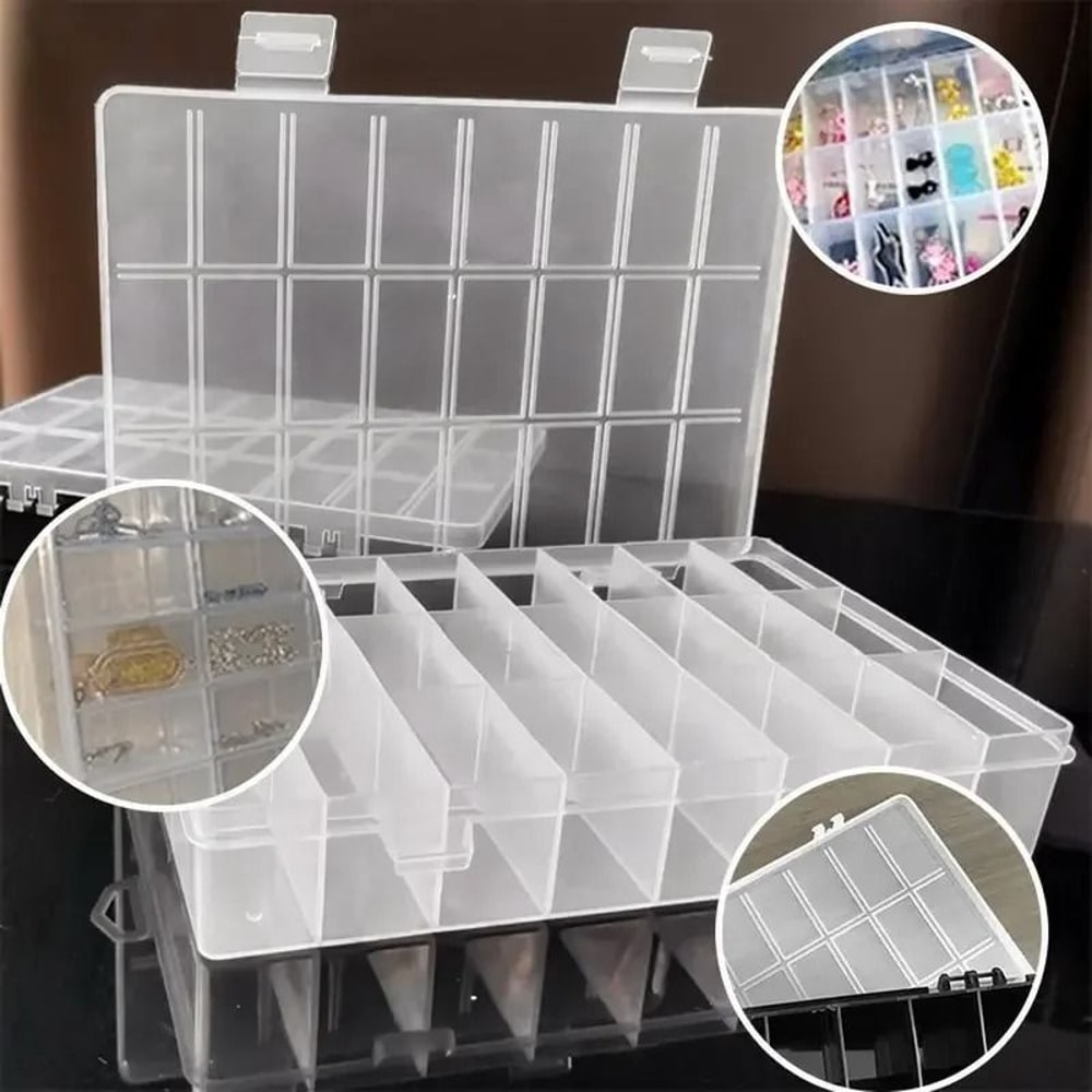 24 Grid Compartment Plastic Storage Box Organizer For Jewelry And Beads 0