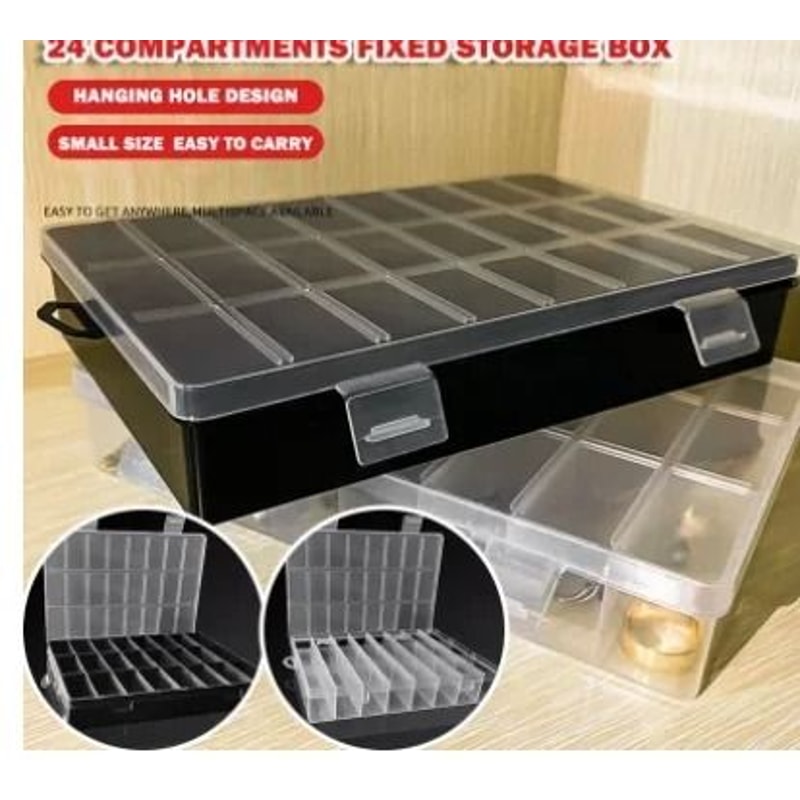 24 Grid Compartment Plastic Storage Box Organizer For Jewelry And Beads 15