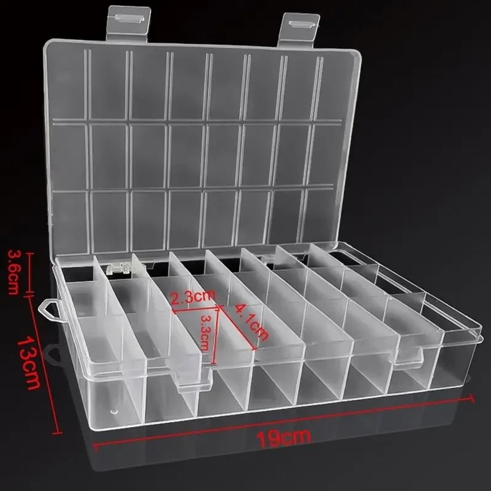 24 Grid Compartment Plastic Storage Box Organizer For Jewelry And Beads 11