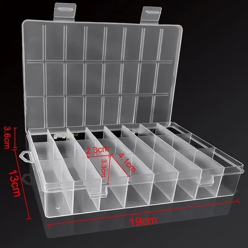 24 Grid Compartment Plastic Storage Box Organizer For Jewelry And Beads 11