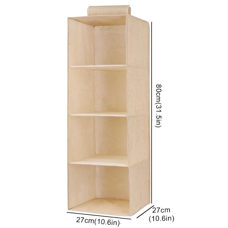 Collapsible Wardrobe Hanging Storage Organizer With Drawer Shelves 5