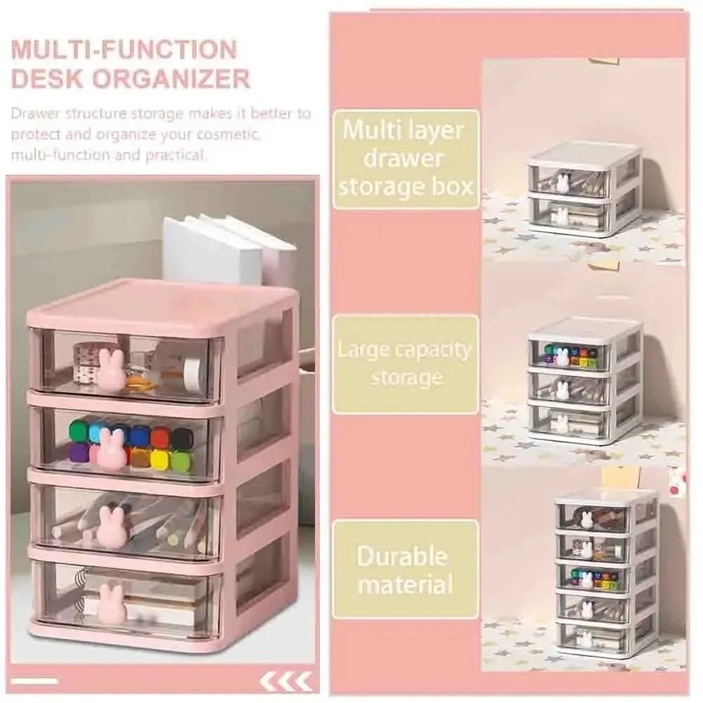 Multi Tier Clear Stacking Drawer Organizer Modular Desktop Storage Box 13