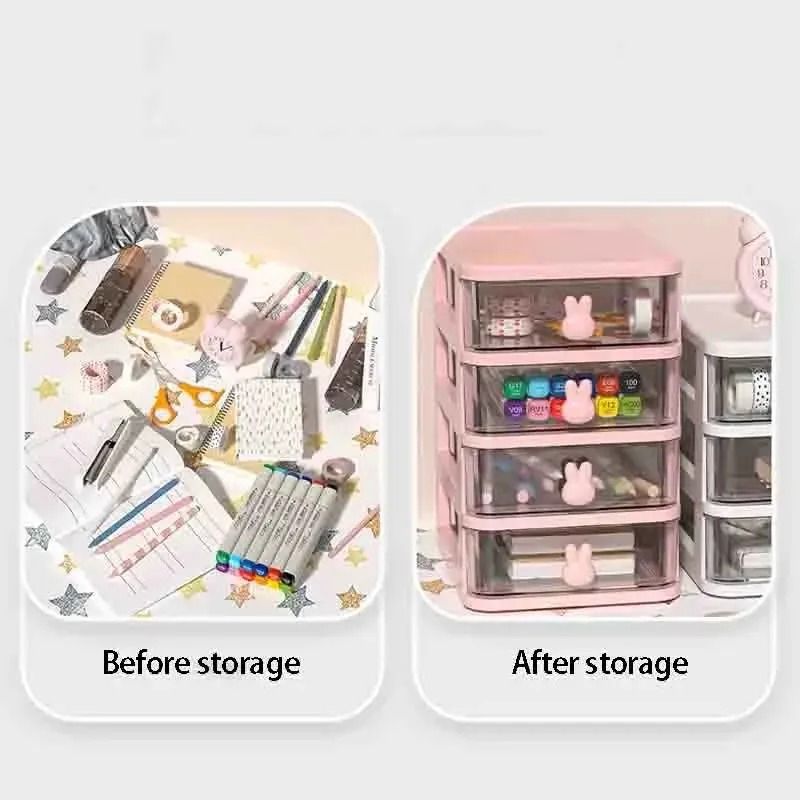 Multi Tier Clear Stacking Drawer Organizer Modular Desktop Storage Box 10