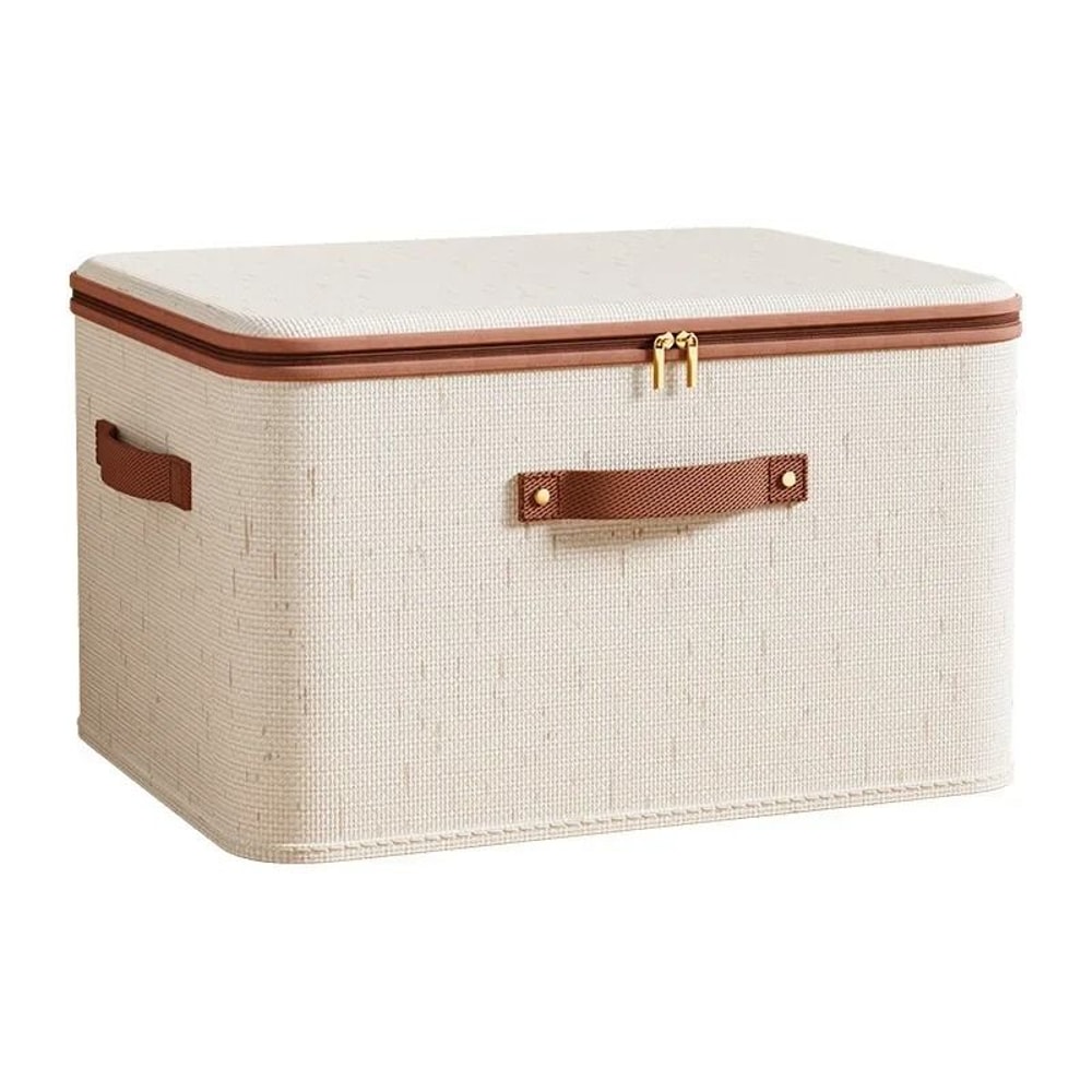 Large Capacity Cotton Linen Storage Box With Dust Proof Cover 0