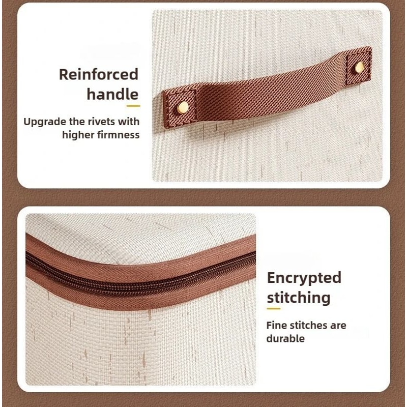 Large Capacity Cotton Linen Storage Box With Dust Proof Cover 7