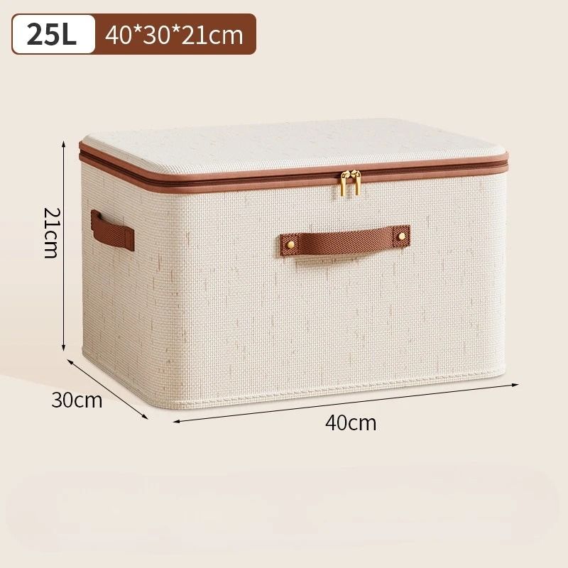 Large Capacity Cotton Linen Storage Box With Dust Proof Cover 3