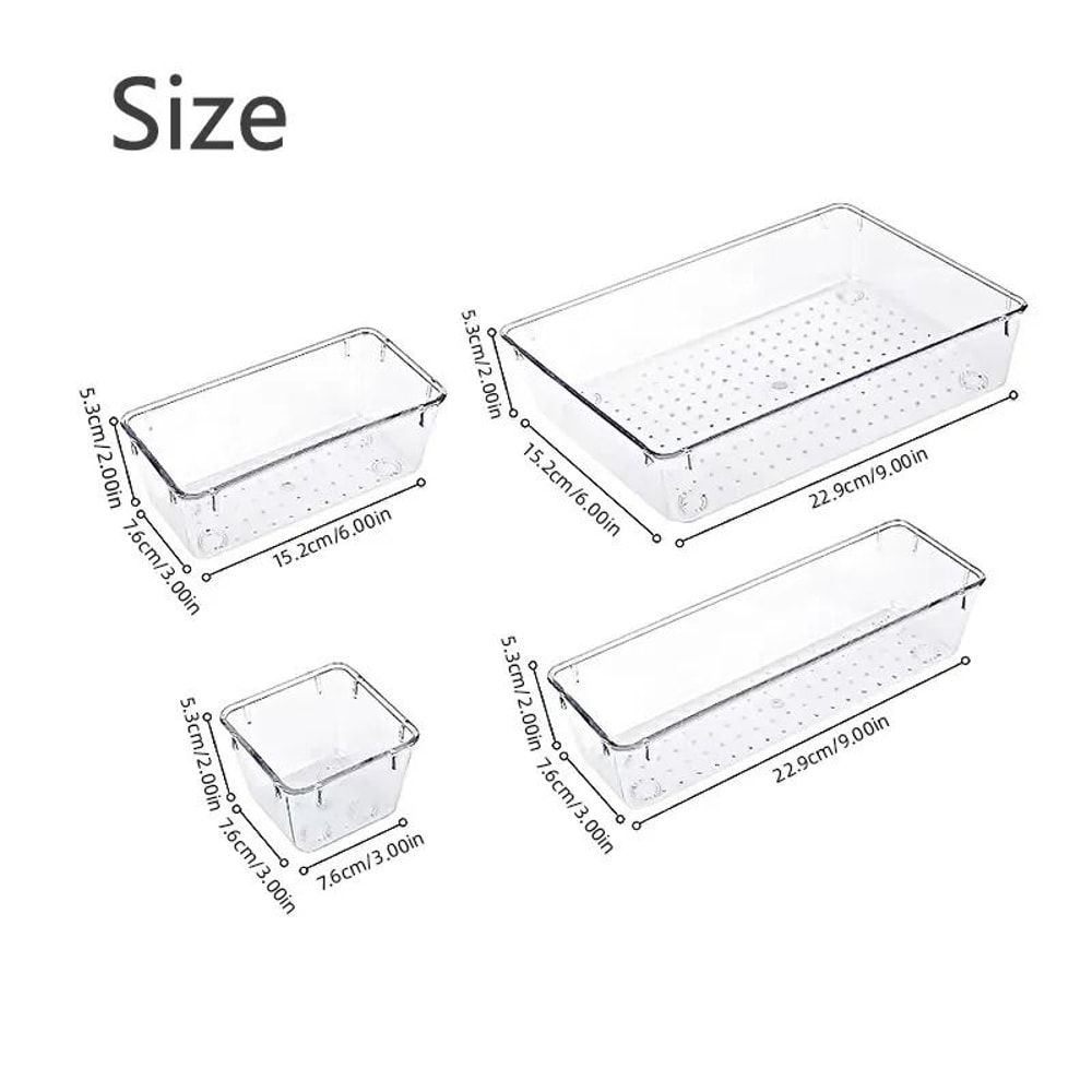 7 Or 14 Piece Clear Drawer Organizer Set Plastic Desk And Dresser Dividers 3