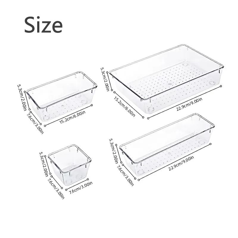 7 Or 14 Piece Clear Drawer Organizer Set Plastic Desk And Dresser Dividers 3