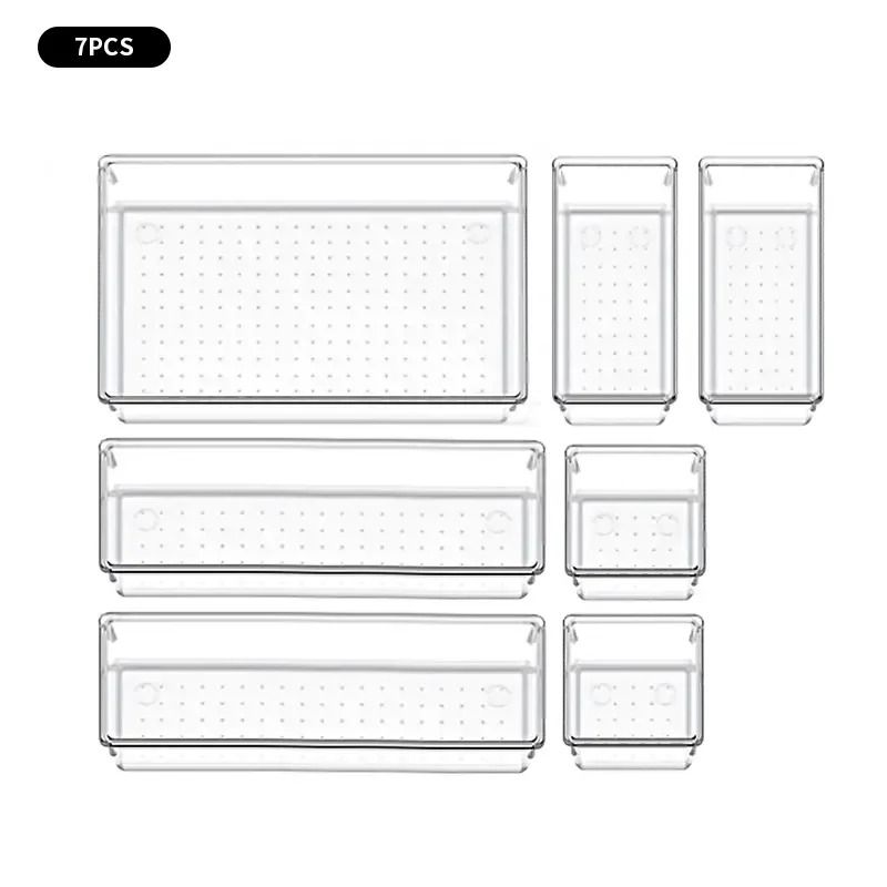 7 Or 14 Piece Clear Drawer Organizer Set Plastic Desk And Dresser Dividers 1