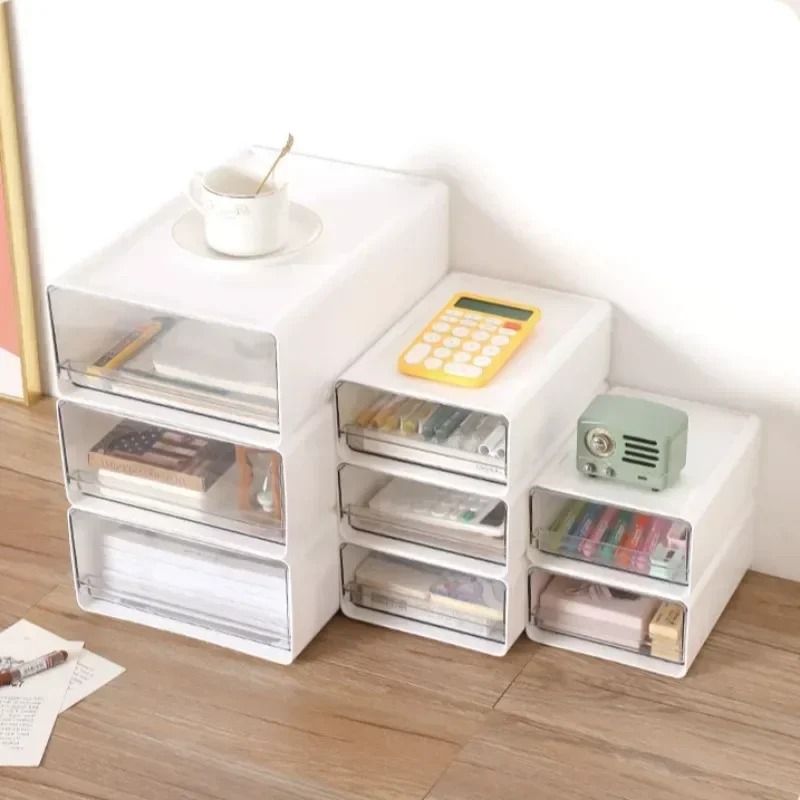 Transparent Desktop Storage Drawer Cabinet Stackable File Organizer 7