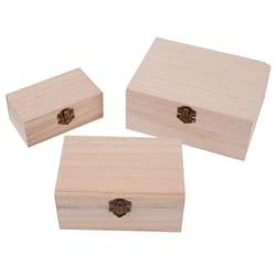 handmade plain wooden hinged storage box square craft gift case