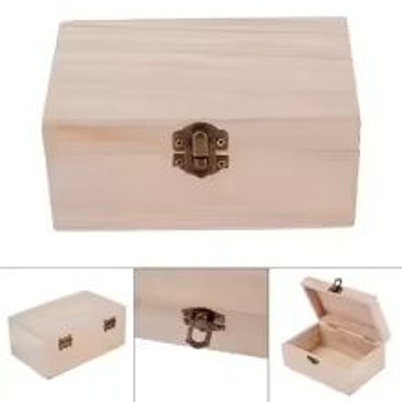 Handmade Plain Wooden Hinged Storage Box Square Craft Gift Case 7