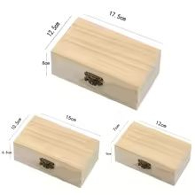 Handmade Plain Wooden Hinged Storage Box Square Craft Gift Case 4