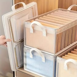 2 pcs foldable transparent pvc storage bins stackable steel frame closet organizers