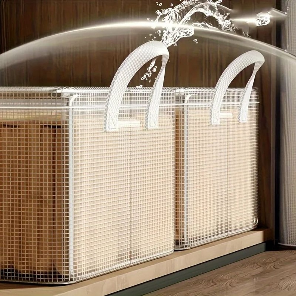 2 Pcs Foldable Transparent PVC Storage Bins Stackable Steel Frame Closet Organizers 7