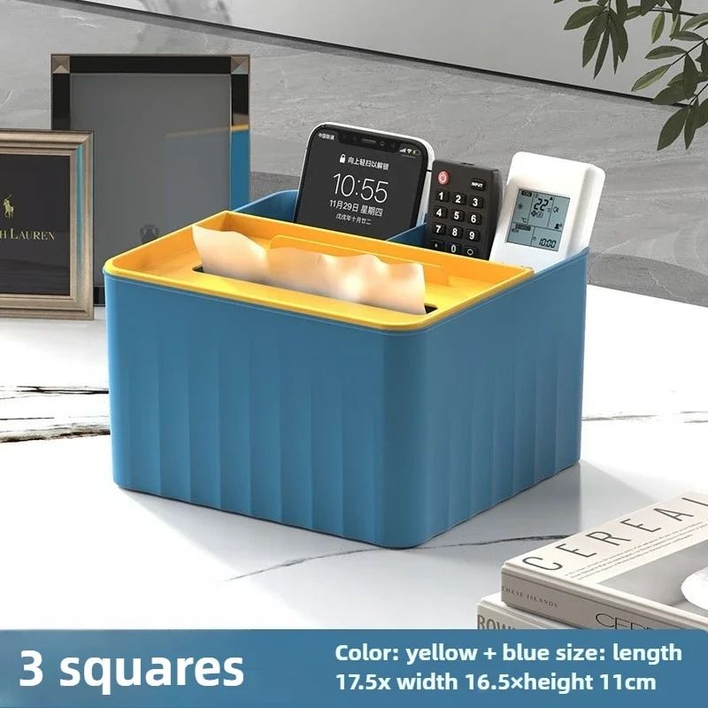 Multifunctional Desktop Tissue Storage Box With Remote Organizer 3