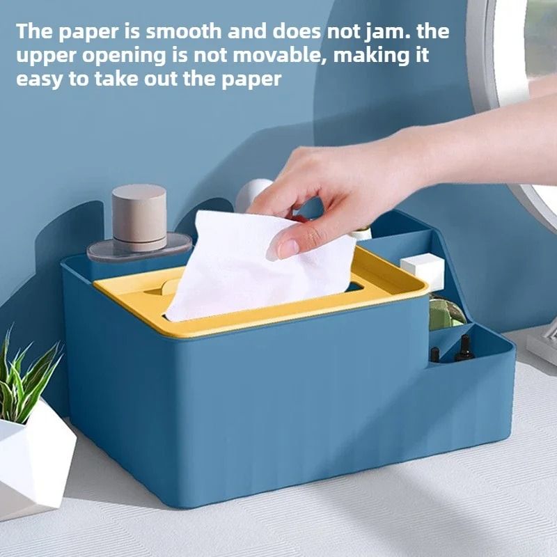 Multifunctional Desktop Tissue Storage Box With Remote Organizer 7
