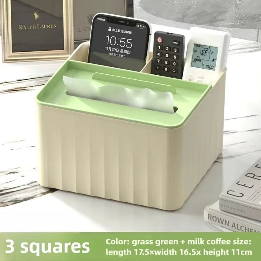 Multifunctional Desktop Tissue Storage Box With Remote Organizer 2
