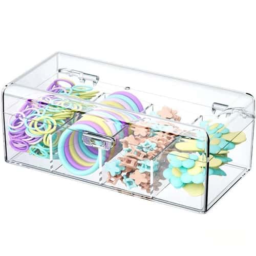 Clear Acrylic Hair Accessories Organizer Box for Headbands and Jewelry