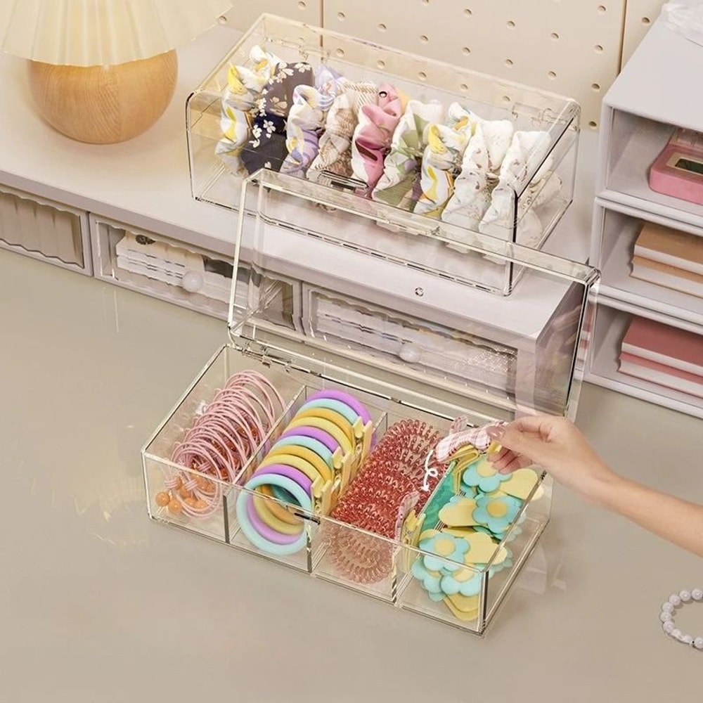 Clear Acrylic Hair Accessories Organizer Box For Headbands And Jewelry 5